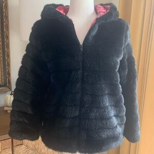 Girls Hooded Faux Fur